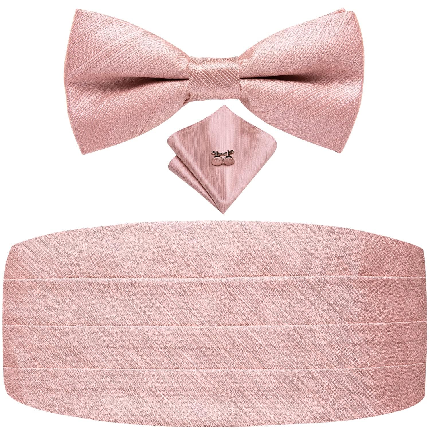 Mens Cummerbund and Pre tied Bow Tie Pocket Square Cufflinks Set-image-18