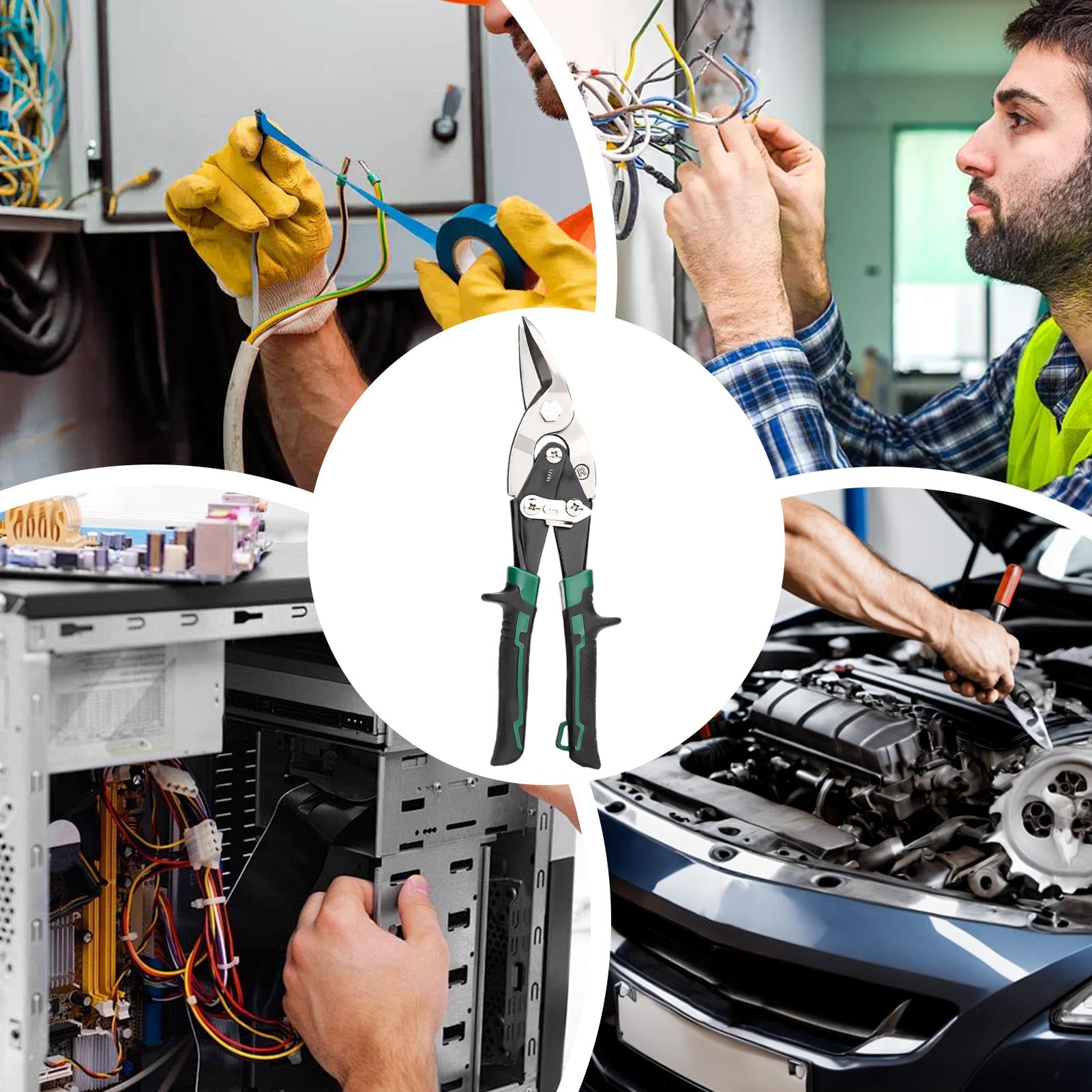Tijeras de aviación, 25 cm de corte derecho | Cortador para chapa – Para renovación doméstica, reparación de coches, talleres, instalación de conductos, cubierta de mantenimiento