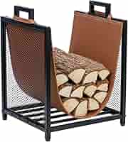 黒 コテ付根おこし #410E i8my1cf Amazon.com: MyGift Modern Black Metal Firewood Stand Log
