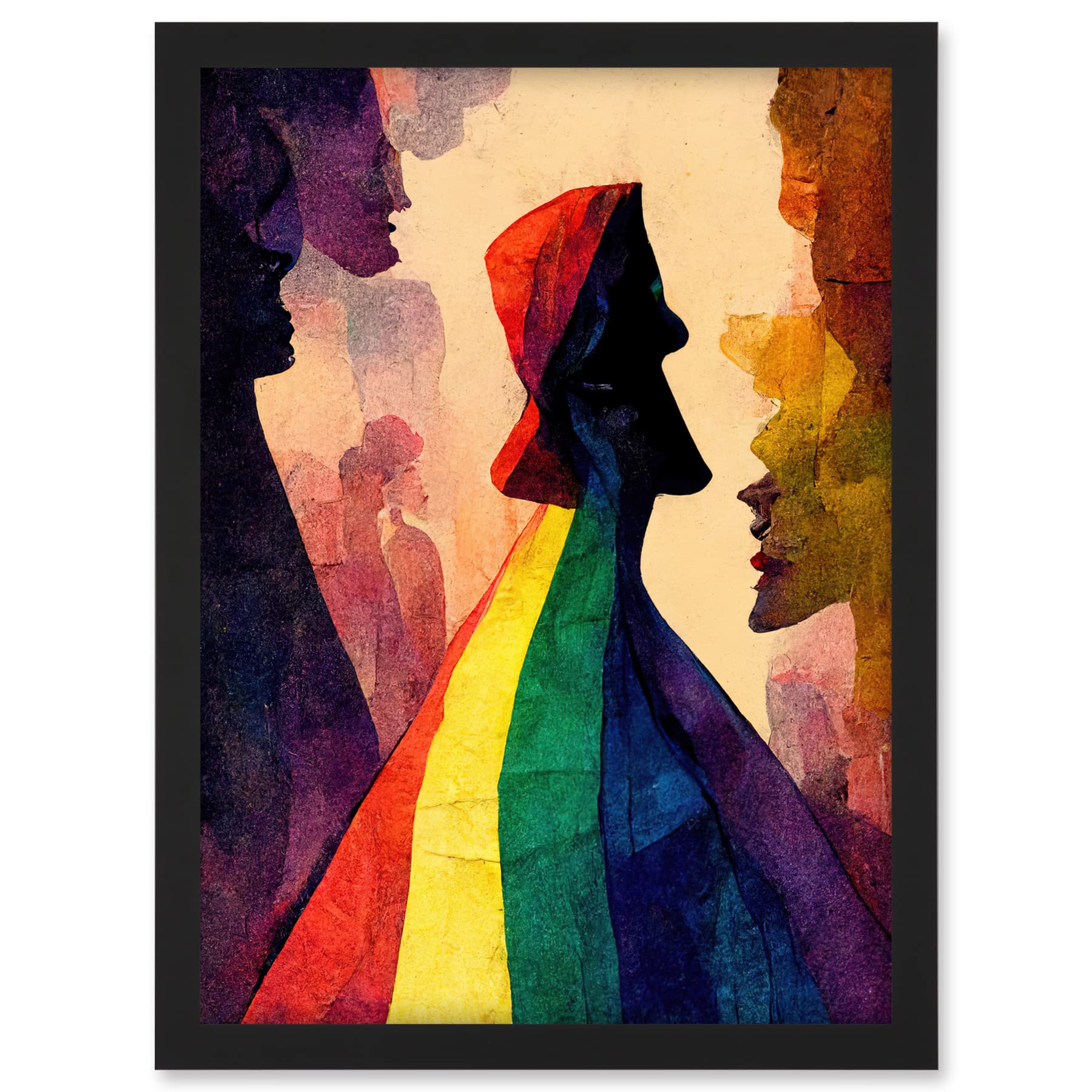 Doppelganger33 LTD The Others Abstract LGBTQ Rainbow Figures Artwork Framed A3 Wall Art Print