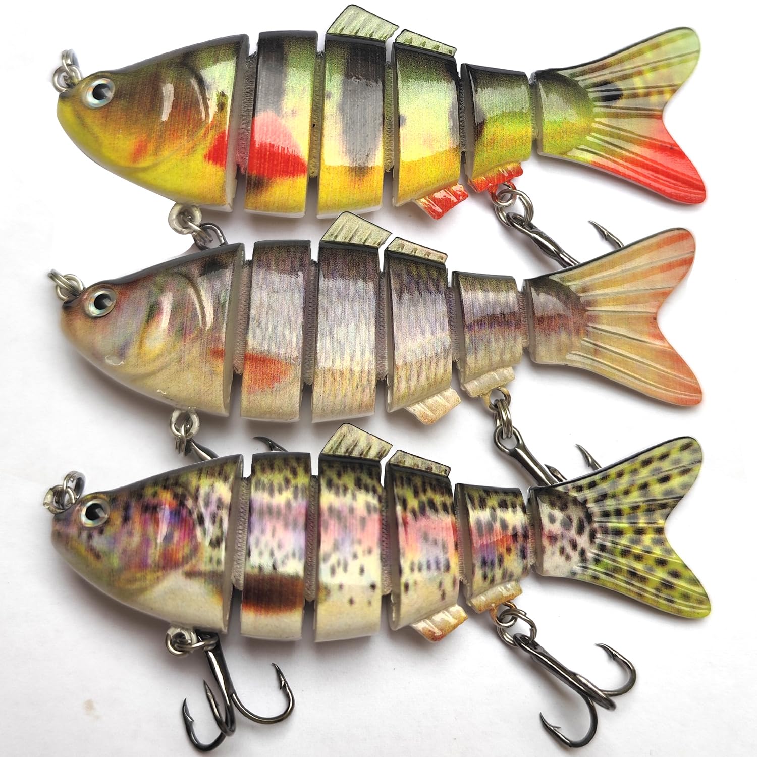 HADORAM Lure Slow Sinking Glide Bait with Fur Tail Lifelike Fishing Tackle for Trout Shad Bass Musky (3.9in-3Pcs-New)