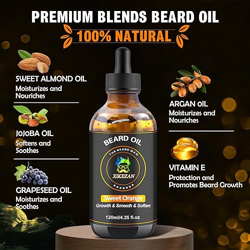 Miniatura 4 de Aceite para barba, 4.1 fl oz4.25 onzas líquidas de aceite promueve el crecimiento de la barba de gran volumen, acondicionador sin enjuague, cuidado