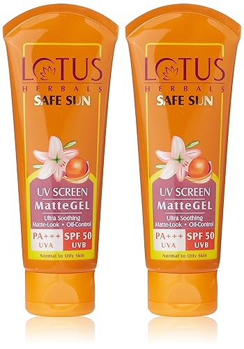 Lotus Herbals Safe Sun Gel mate para pantalla UV, 3.53 oz (juego de 2)