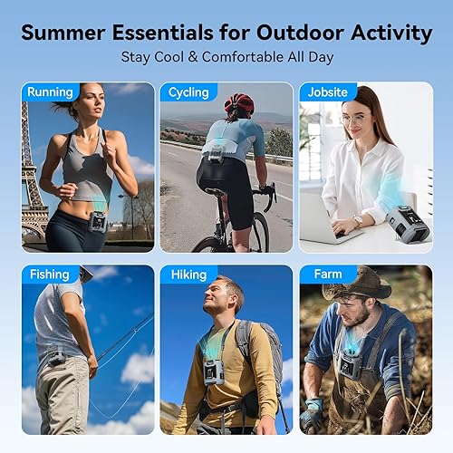 Miniatura 5 de Ventilador portátil de clip de cintura 2025 de 12000 mAh, recargable, 6 velocidades 16000 RPM, ventiladores personales de flujo de aire fuerte con