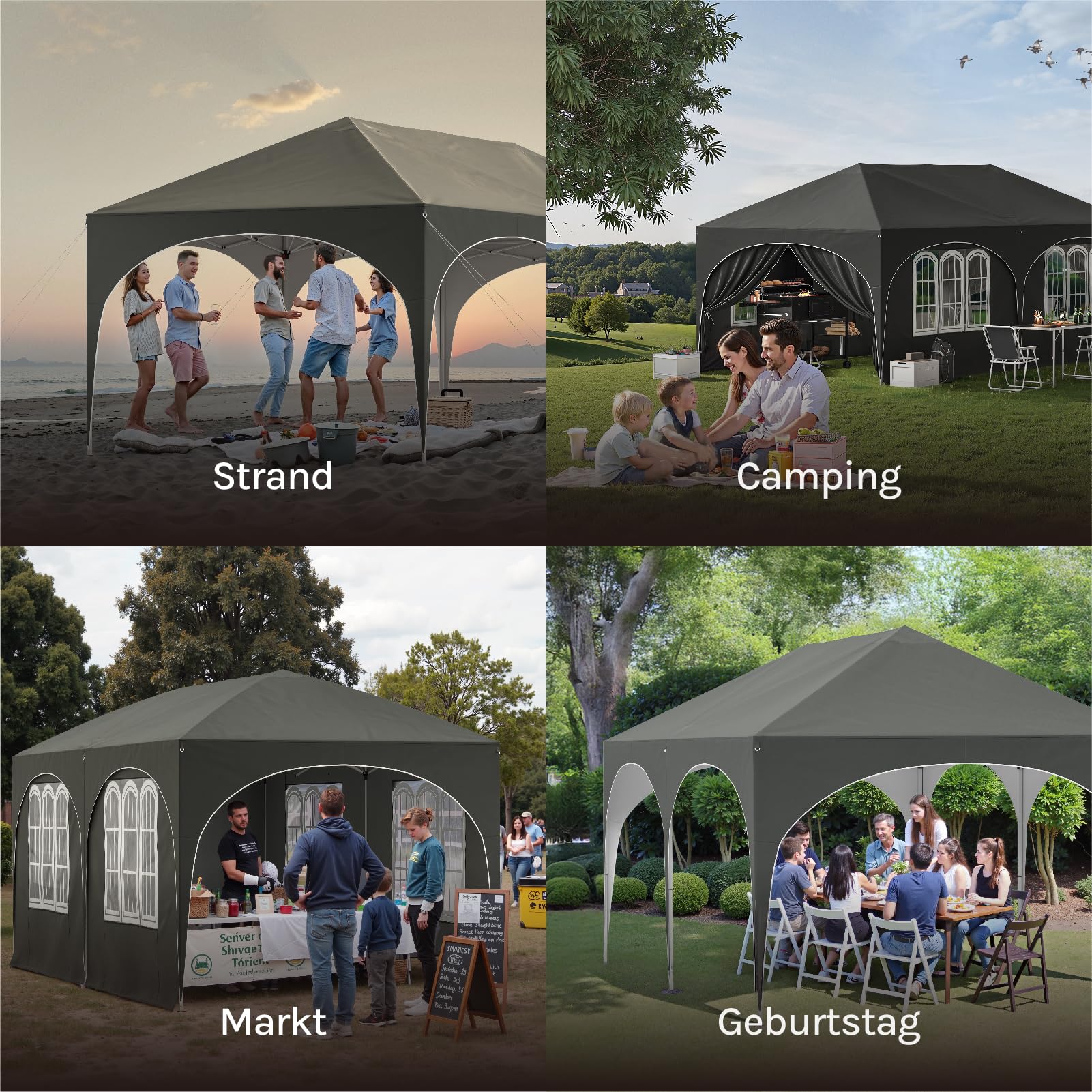 WOLTU Pavillon, Faltpavillon 3x6 m, mit 6 Seitenwänden, Partyzelt wasserabweisend UV-Schutz 50+, höhenverstellbarer Gartenpavillon, mit Tragetasche, für Outdoor Garten Camping Grau