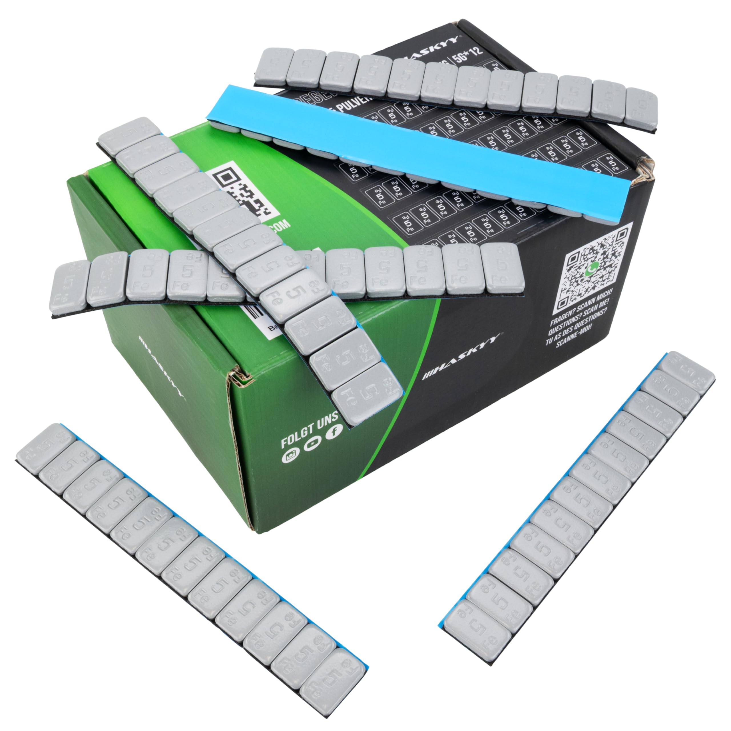 HASKYY 100 masas de equilibrio Haskyy, 12 x 5 g, peso 6 kg, barra adhesiva 60 g con despegue