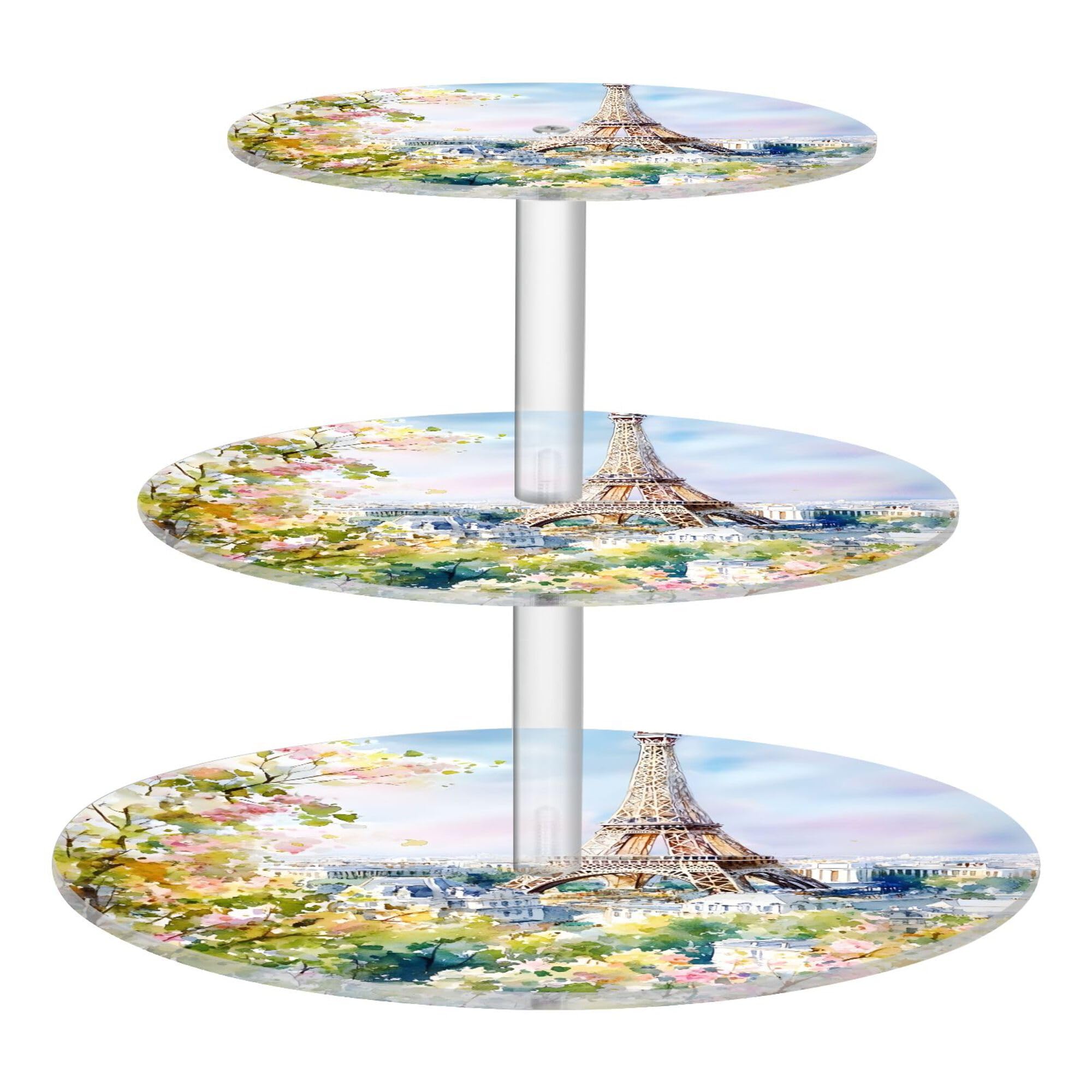 PYBUG The Paris Tower 3 Tier Acrylic Cupcake Stands Tower,Dessert Table Display Set for Tea Party,Wedding,Birthday, Baby Shower