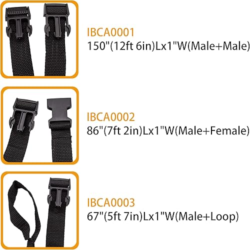 Miniatura 3 de iCOVER IBCA0003 - Correas de amarre ajustables de liberación rápida de 67 pulgadas (5 pies 7 pulgadas) de largo x 1 pulgada de ancho, macho+bucle, 6
