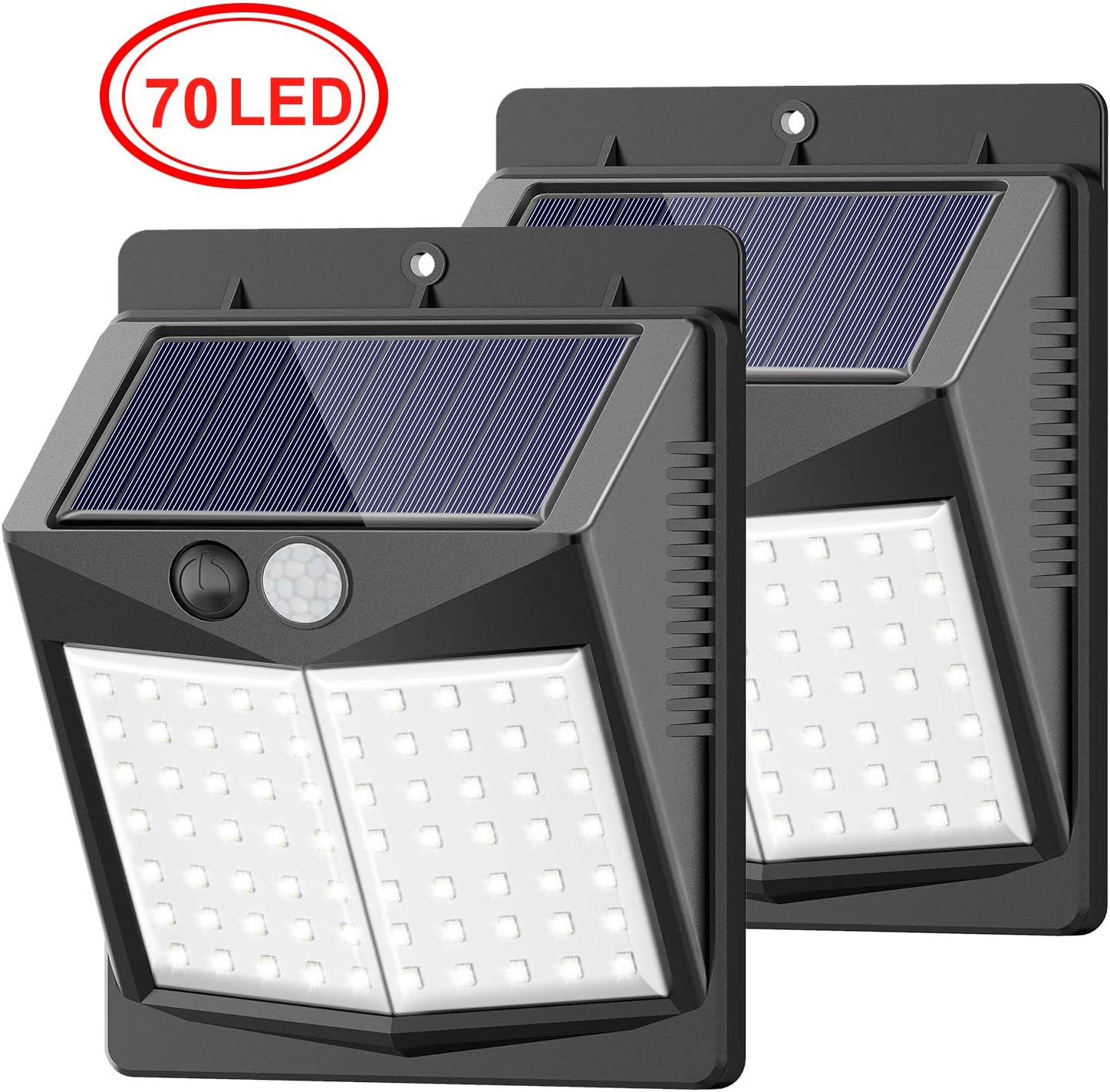 [Upgraded 70 LED] Solar Lights Outdoor, SEZAC Solar Security Lights Solar 150° Wide Angle Lighting Solar Motion Sensor Lights Wireless Waterproof Outdoor Lights for Garden Fence Patio Garage (2 Pack)