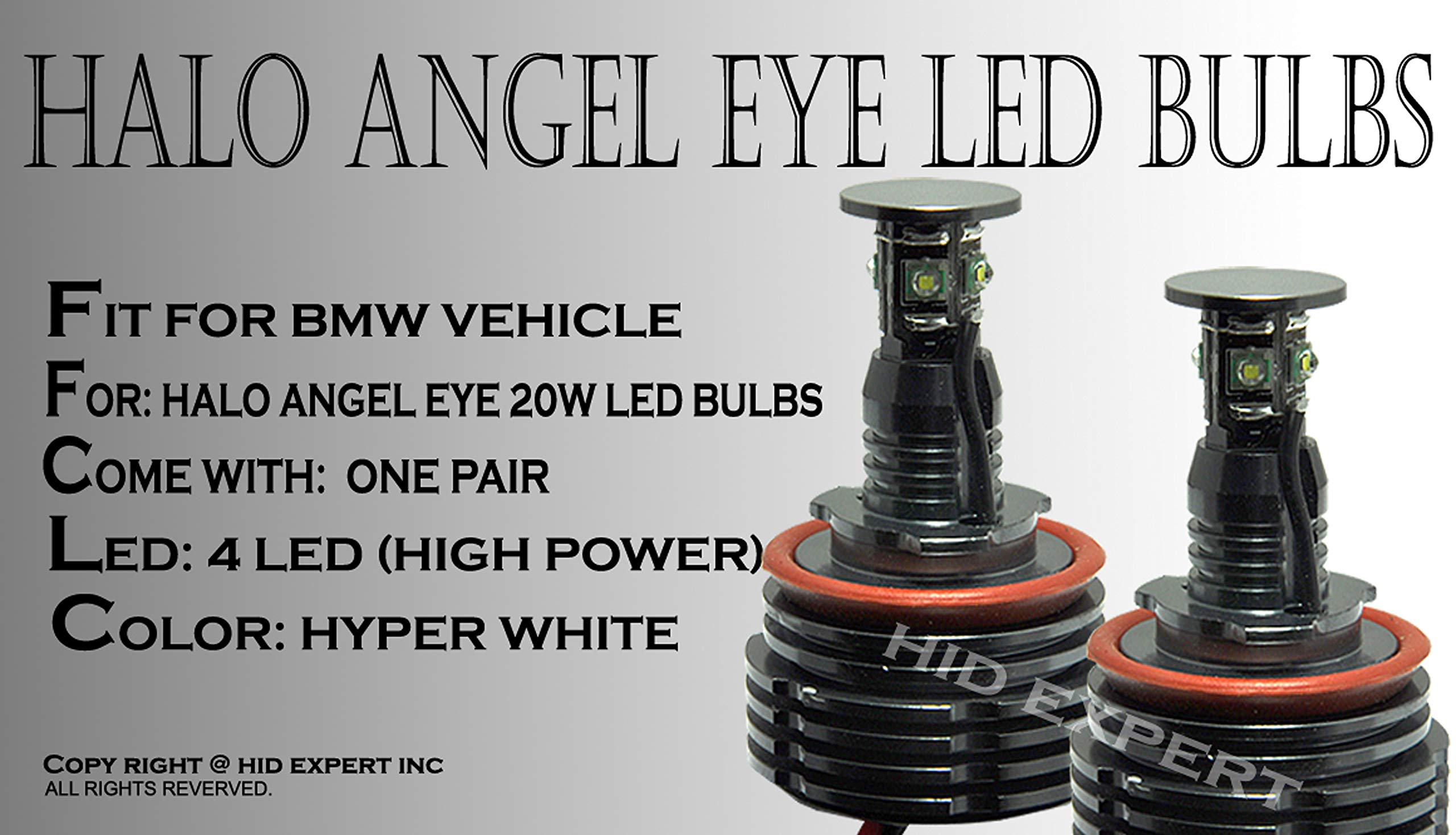 ICBEAMER LED Angel Eyes Halo Ring Marker Light, Color: White, Compatible for E60 E61 E90 E92 E70 E71 E82 E89 1 3 5 Series X5 X6 Z4 LED 12V 20W 6000K, Replace OEM Factory Light Bulbs