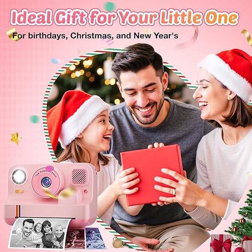 Miniatura 8 de Cámara de impresión instantánea para niños, impresión de aplicaciones, video 1080P, cámara digital selfie de doble lente con 32G SD, regalos de