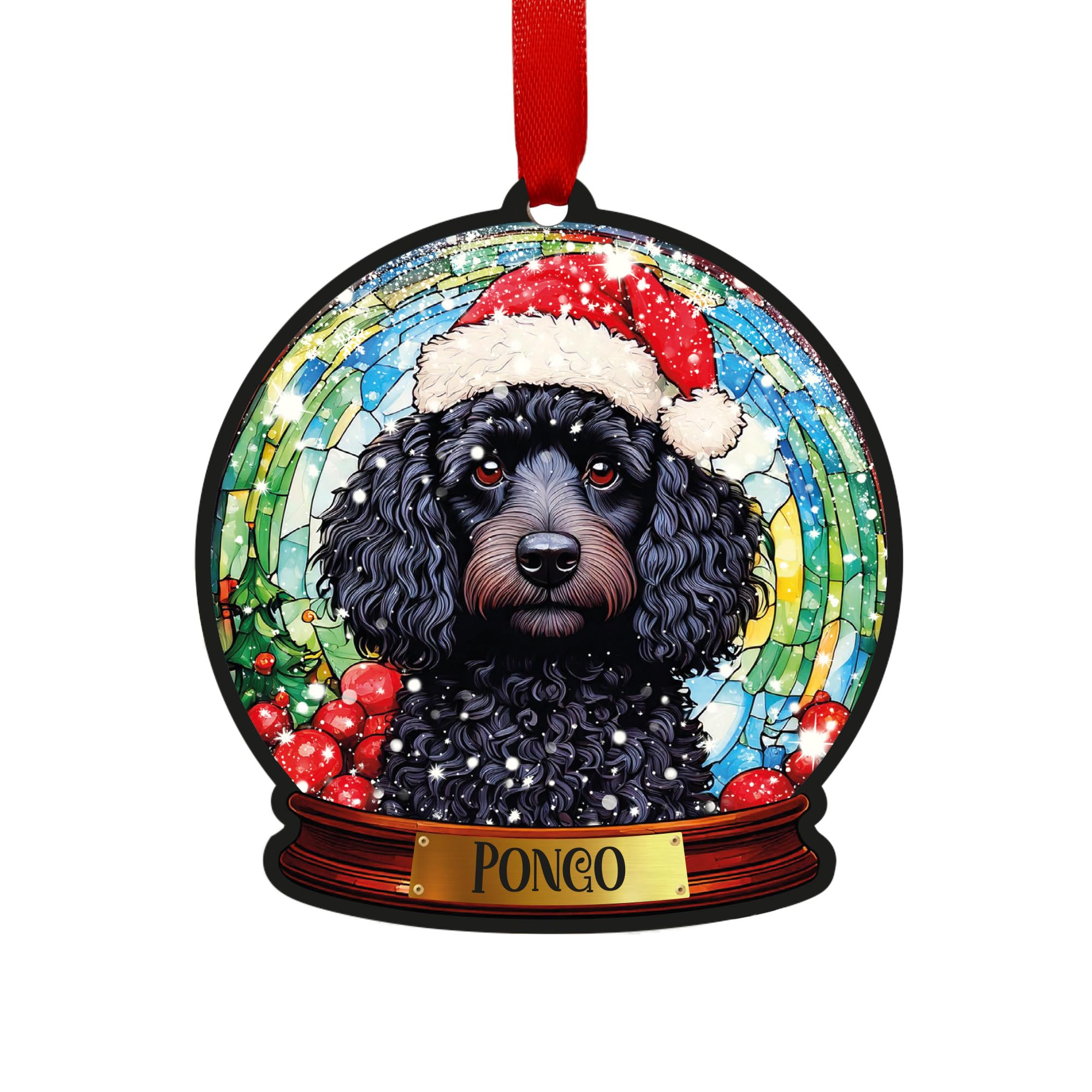 Poodle Black Personalised Snow Globe Decoration
