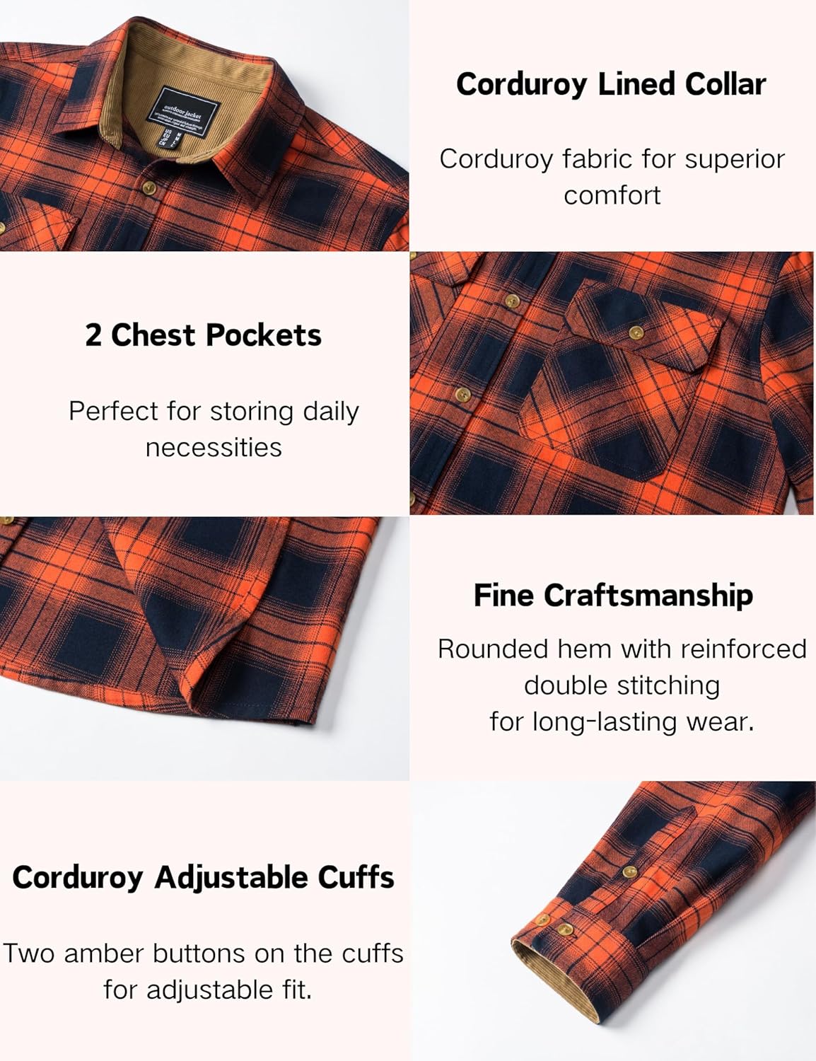 EKLENTSON Men's Flannel Shirts Lightweight Cotton Button Down Long Sleeve Shirt Casual Plaid Pocket Shirts Outdoor Work - Image 6