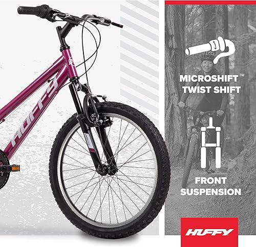 Miniatura 44 de Huffy Stone Mountain Hardtail Mountain Bike for Boys/Girls/Men/Women, 20"/24"/26" Sizes, 6 or 21 Speed Shimano Twist Shifting, Front or Dual