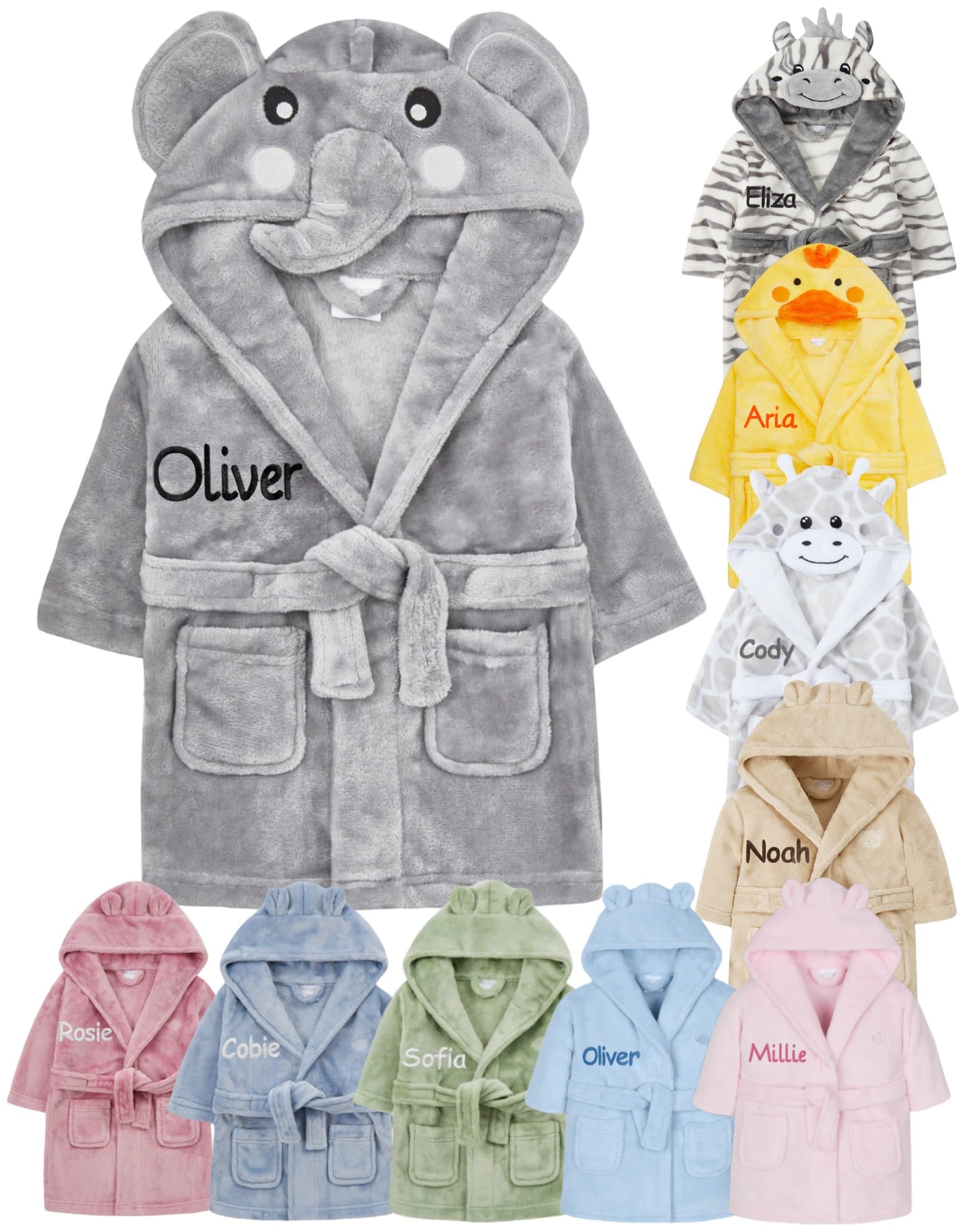 Gembroidery Personalised Baby Bathrobe Hooded Fleece Dressing Gown Super Soft Gifts Bath Robe For Boys Girls Cute Teddy Ears 0-4 Years — view 10