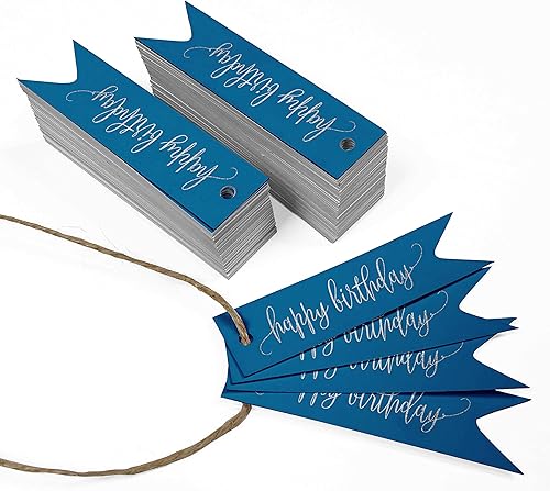 Miniatura 234 de Etiquetas de papel para colgar con texto en inglés «Happy Birthday», 100 unidades Azul,Aqua Blue,Negro -,azul, cerceta (Dark Teal Blue),Rosa