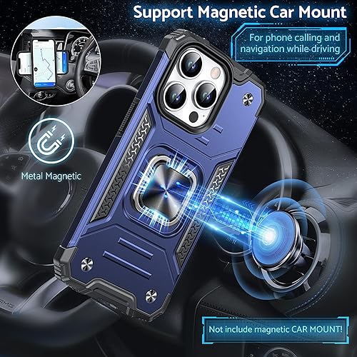 Miniatura 3 de DASFOND Funda diseñada para iPhone 15 Pro, de grado militar, a prueba de golpes, con soporte de anillo de metal mejorado soporte magnético para