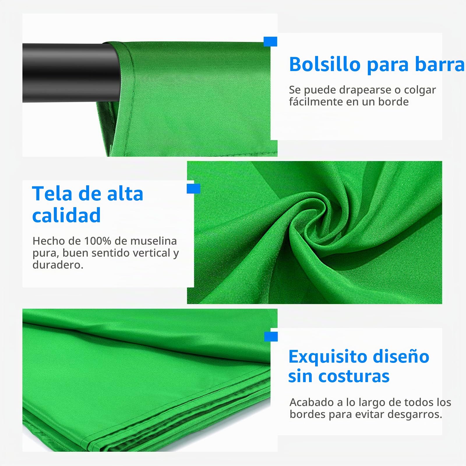 Neewer® Pro 10 x 20 pies / 3 x 6M Plegable Telón de Fondo de 100% Pura Muselina para Estudio fotográfico Fondo fotográfico para Fotografía, Vídeo y Televisión (Verde)
