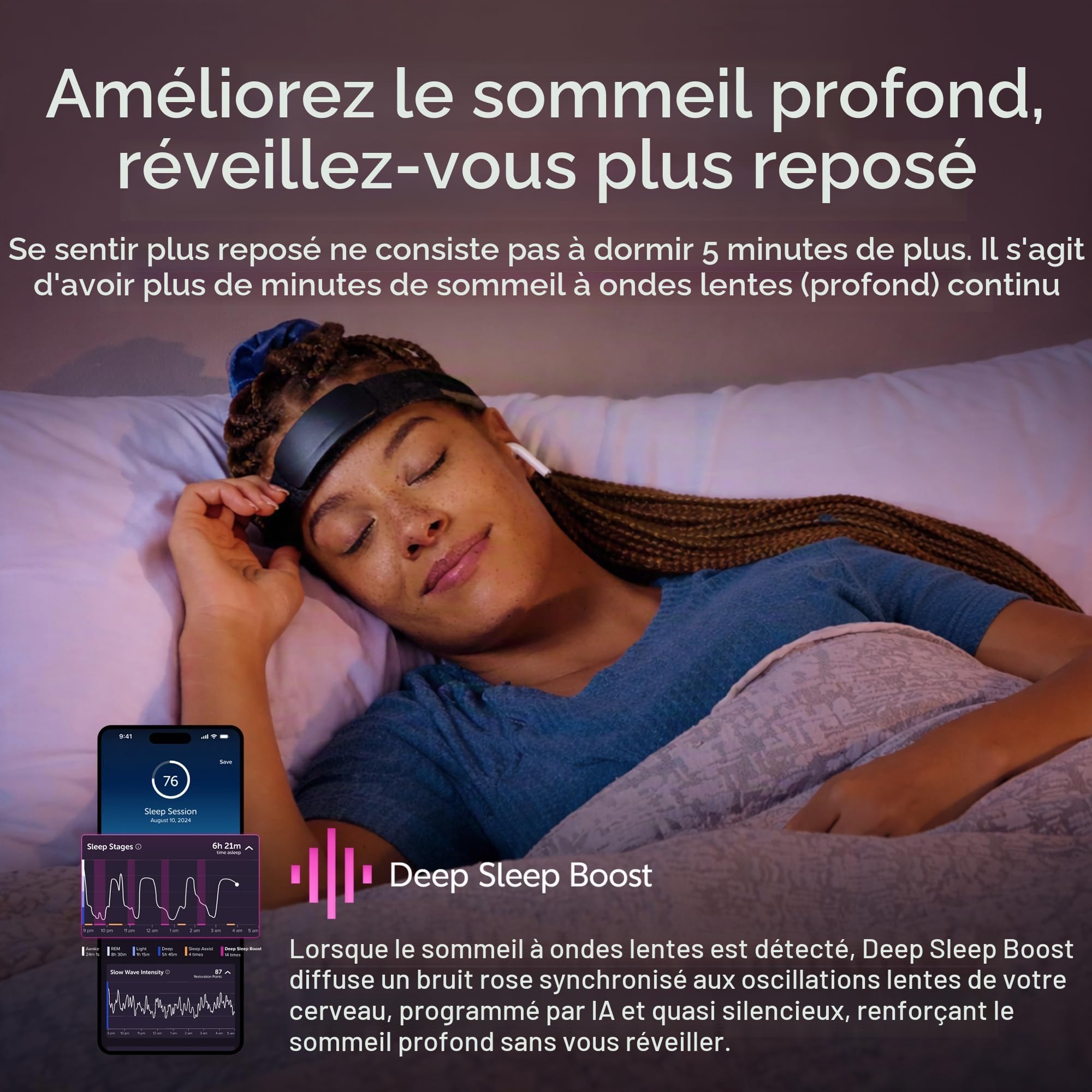 Muse S Athena Serre-tête avec détection du cerveau – Stimulation du sommeil profonde, aide au sommeil et suivi – Dispositifs de neurofeedback pour suivi et surveillance de la méditation avec capteurs