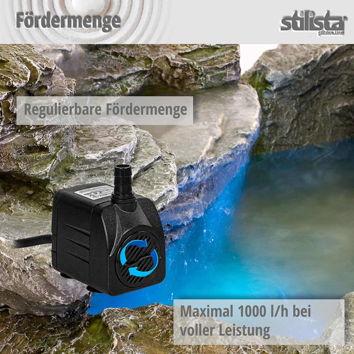 STILISTA Gartenbrunnen Olymp in Steinoptik XXL 100 x 80 x 60 cm inkl. Pumpe und LED-Beleuchtung
