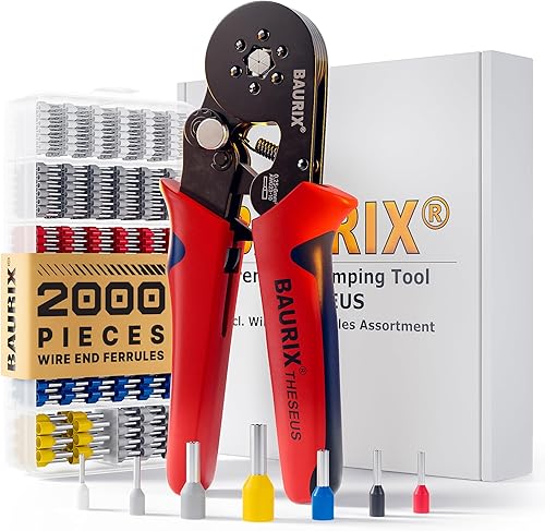 BAURIX Kit de herramientas de prensado de virola AWG 23-10 - Herramienta de prensado de alambre hexagonal para casquillos de extremo de cable -