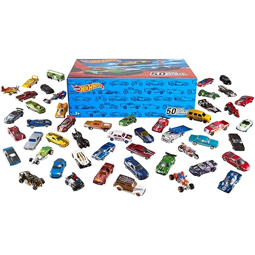 Hot Wheels Toy Cars & Trucks, 50-Pack of 1:64 Scale Vehicles, Individually Packaged (Styles May Vary) (Amazon Exclusive)