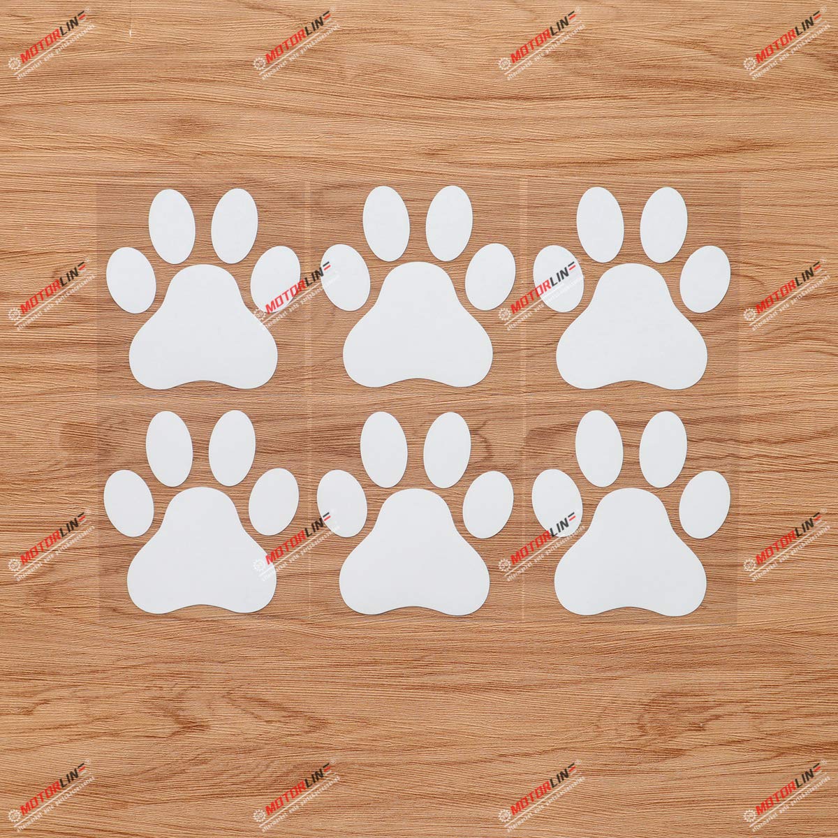 Dog Paw Print Track K9 Unit Vinyl Decal Sticker - 6 Pack White 4 Inches - for Car Boat Laptop Cup Phone