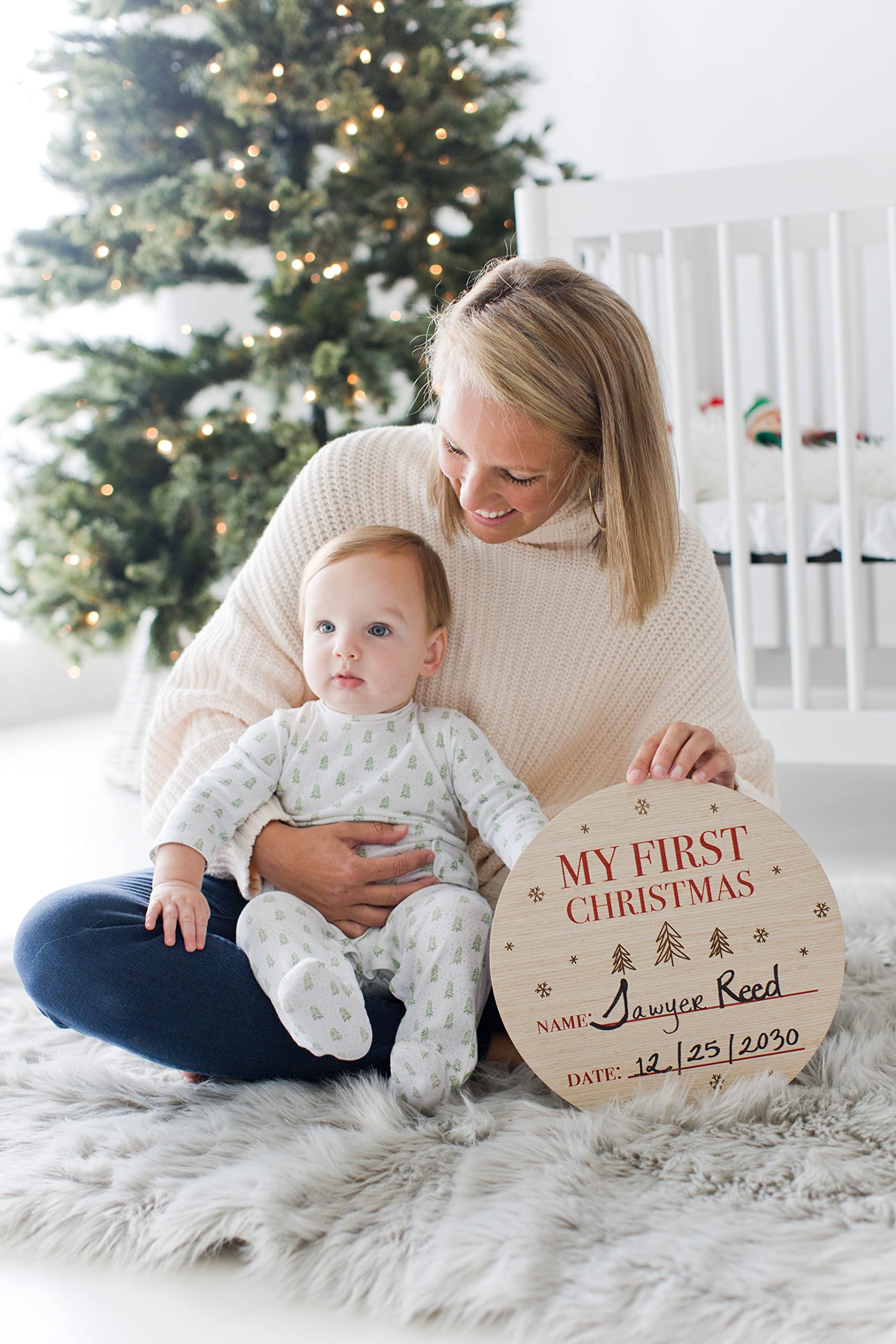 Pearhead My First Christmas Photo Prop, Baby's First Holiday Sign, Family Traditions, Girl or Boy Gift, First Picture Ideas, Capture a Memento for Newborn’s Memory Book