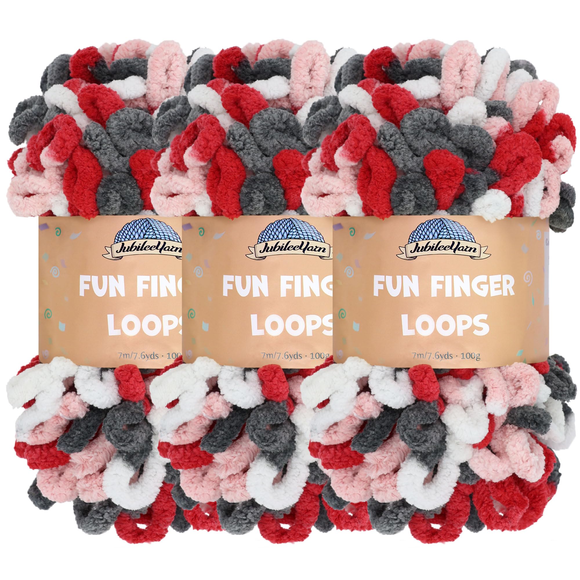 JubileeYarn Fun Finger Loops Yarn - Polyester Jumbo Weight Loop Yarn - 100g/Skein - Apollo - 3 Skeins — image 1