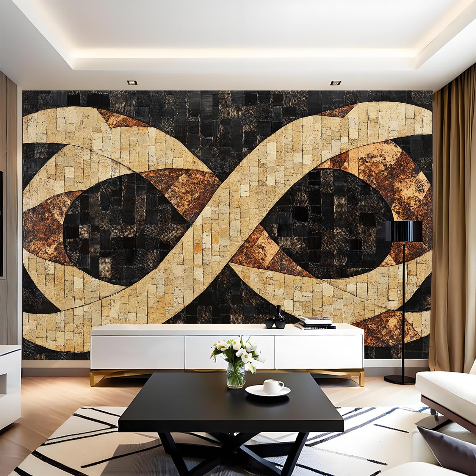 Adesivi Murali pelle di serpente e nastri 3D Fotomurale 250 x 175 cm astratto Moderno Poster Murale Gigante per Bambini Camera da Letto Parete