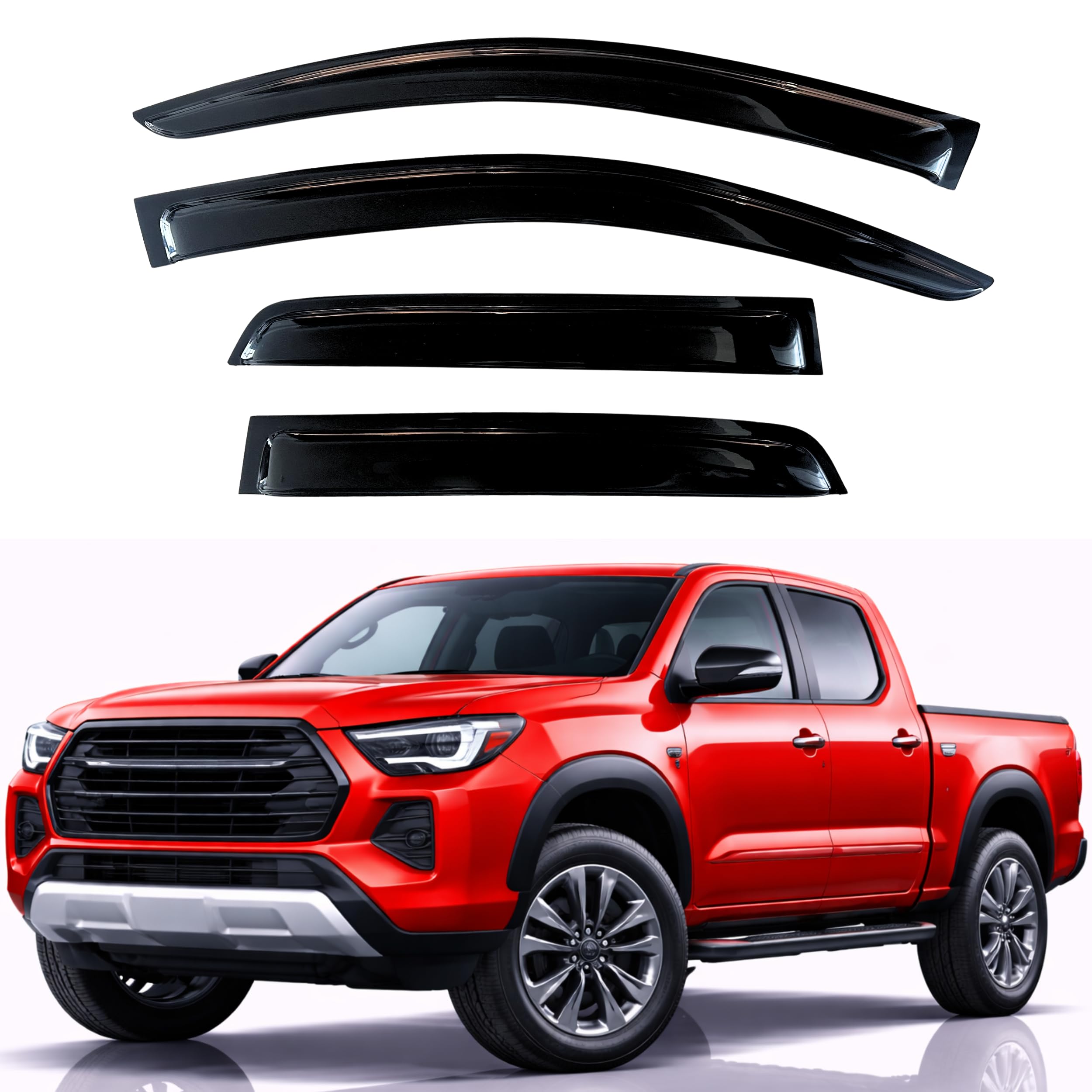 KPY Rain Guards Fit for 2024-2026 Toyota Tacoma Double Cab, Out-Channel Window Visors Vent Wind Deflectors 4PC, Truck Accessories for 24-26 Tacoma Crew Cab (Full-Size Cabs)