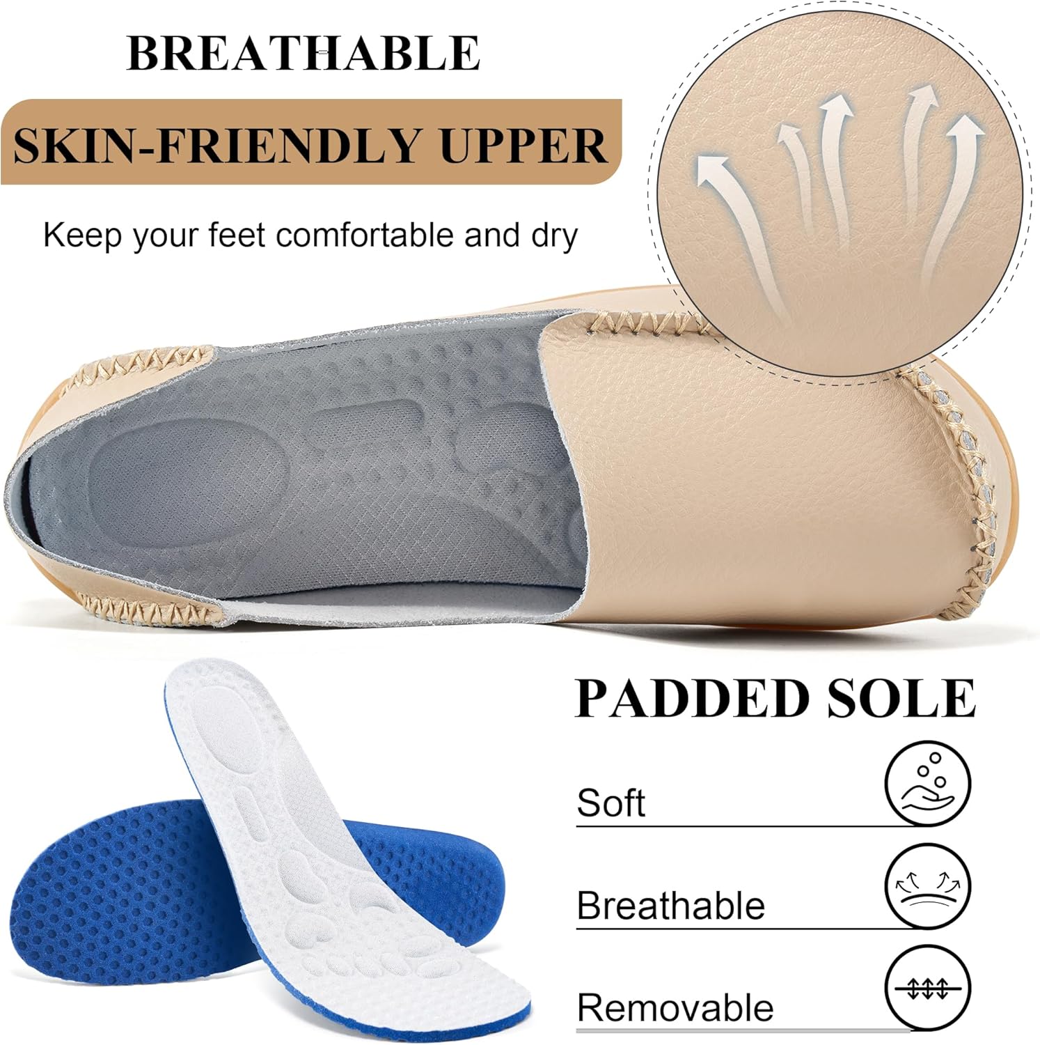 Ecetana Loafers for Women Penny Shoes Comfortable Slip On Casual Womens Loafers Fashion Moccasins Lightweight Round Toe Driving Flats Boat Shoes - Image 4