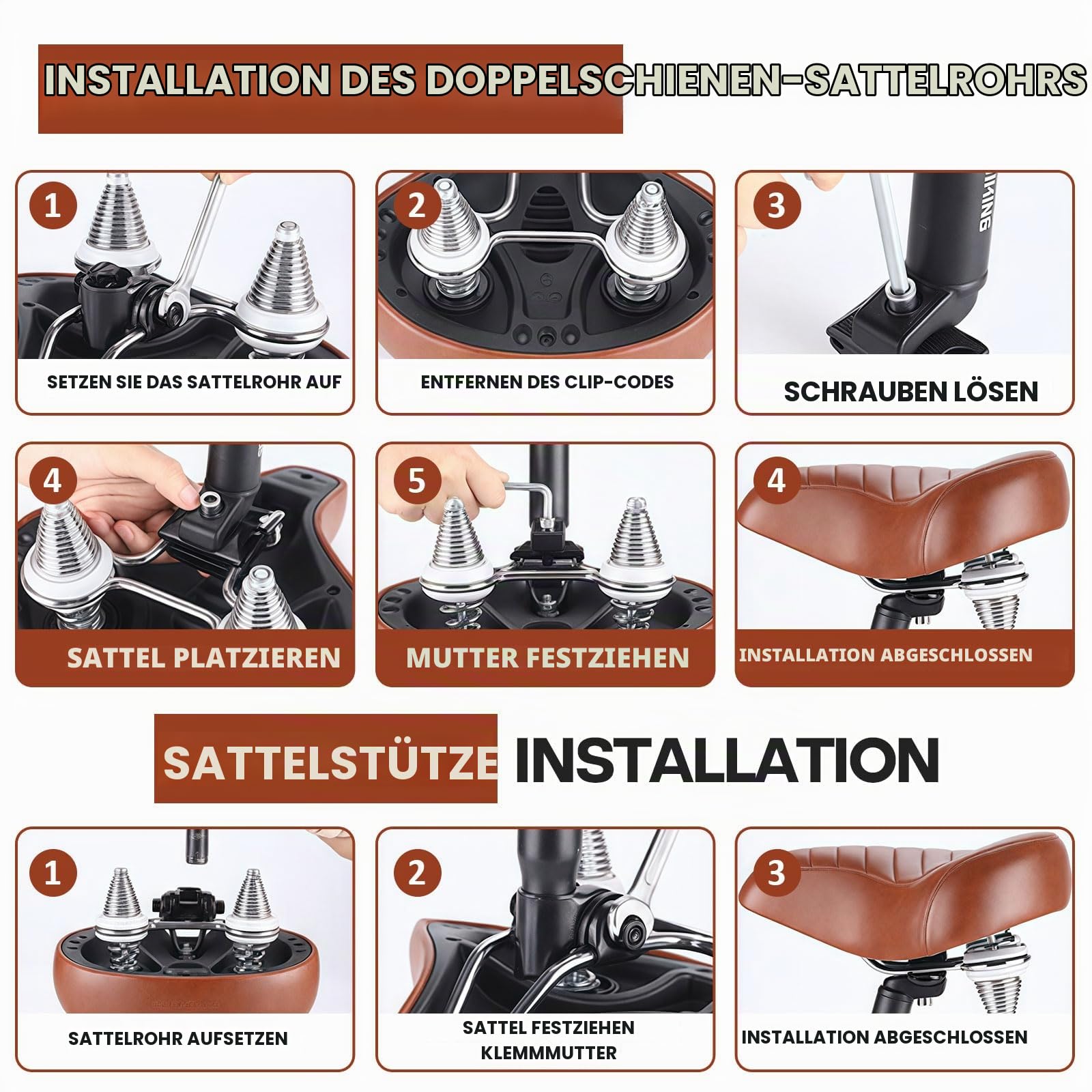 Bequemer Fahrradsattel Ergonomischer Fahrrad Sattel für Damen & Herren Fahrradsitz Breit Komfortsattel Wasserdicht, stoßdämpfend für Cityrad, Mountainbike, Ebike, Heimtrainer