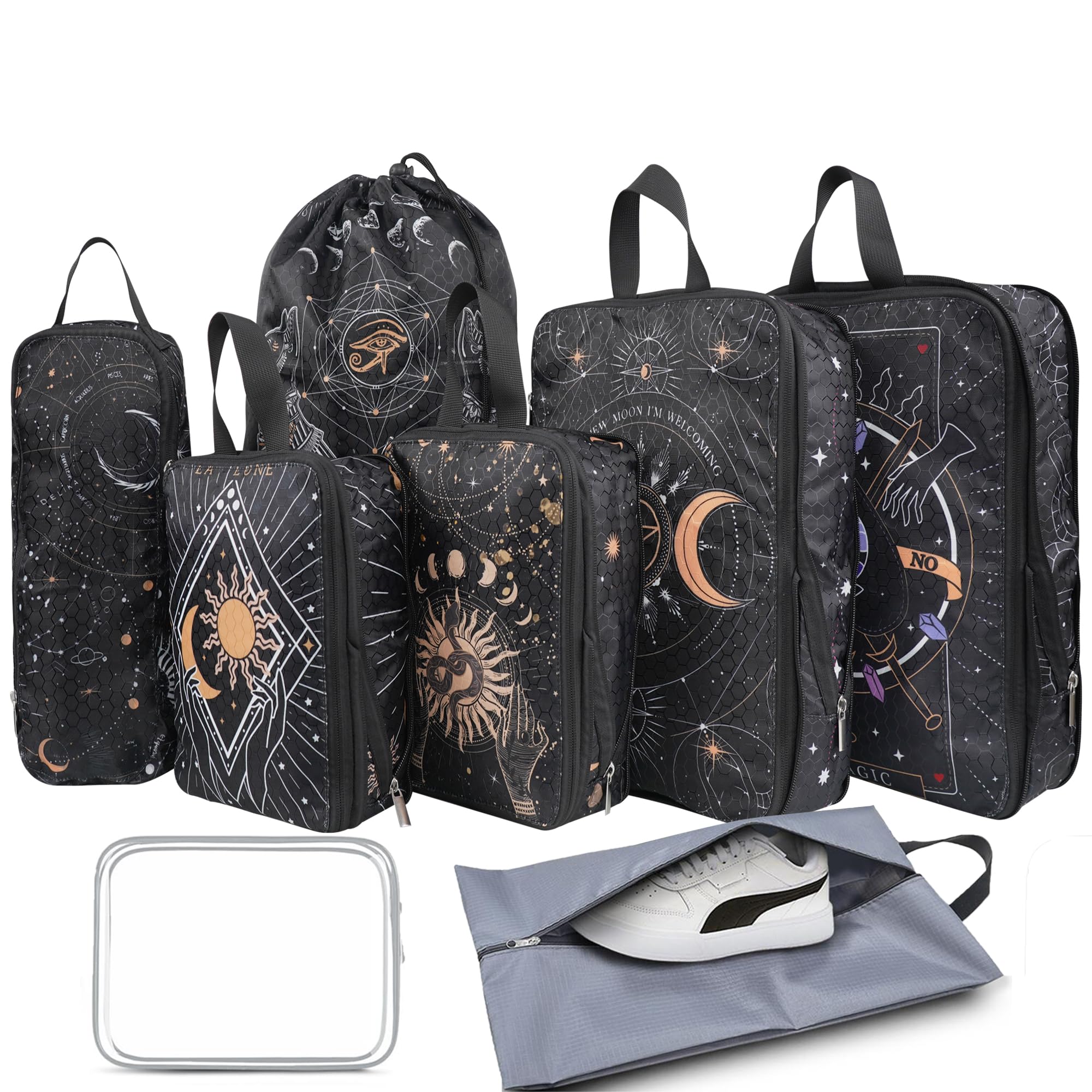 8 Pcs Compression Packing Cubes Travel for Suitcases, Waterproof Luggage Organizer Washable Storage Bags Set for Backpack Travel- Packaging Cubes for