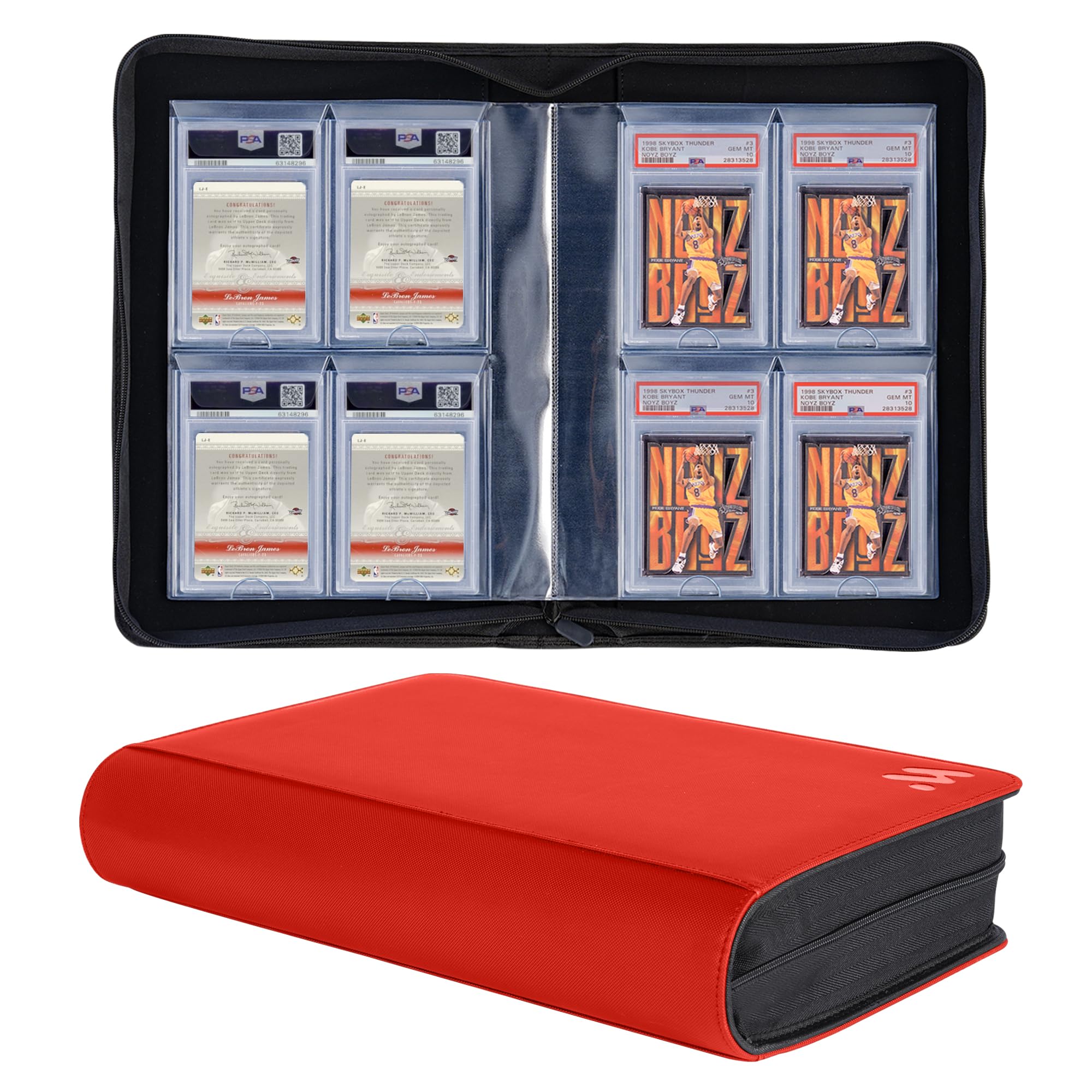MORABTO Graded Card Binder,Holds 40 Graded Cards,4 Pocket Slab Binder For PSA,Premium Graded Card Holder with Sleeves Red Toys & Games