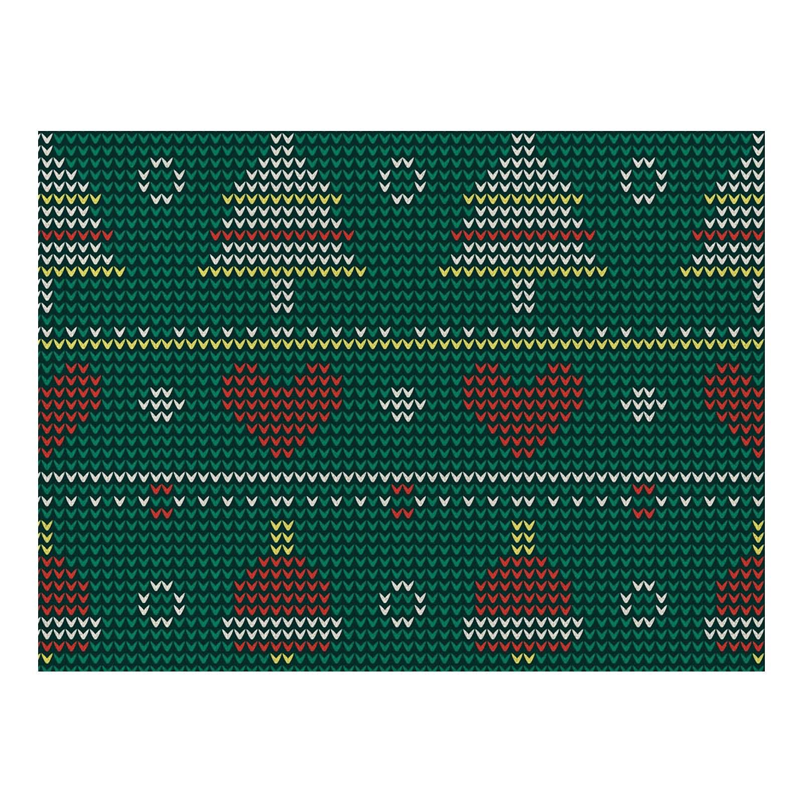 AmDxD Juego de manteles individuales de 8 unidades, diseño de árbol de Navidad, de lino de algodón, antiincrustantes y lavables, para cocina y restaurante, 32 x 42 cm, verde, rojo y blanco