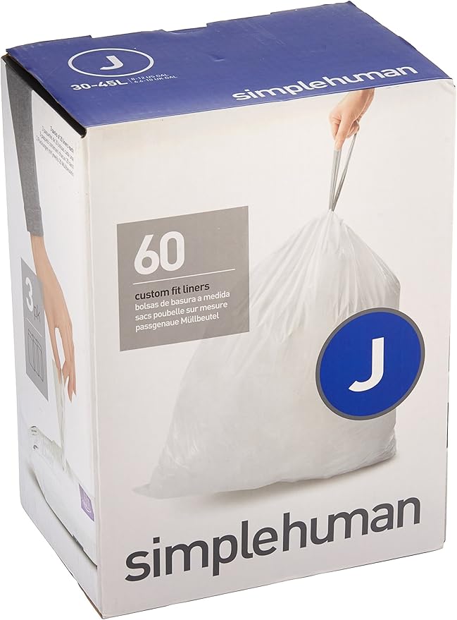 simplehuman Code J Custom Fit Trash Can Liner, 3 refill