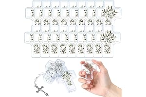 Ferreve First Communion Favors - 50Pcs Jeweled Trinket Cross Boxes
