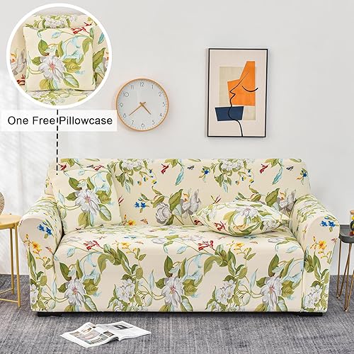 Miniatura 9 de Celevingne Funda elástica estampada para sofá de dos plazas, funda elástica con 1 funda de almohada (Merry Christmas, sofá biplaza)