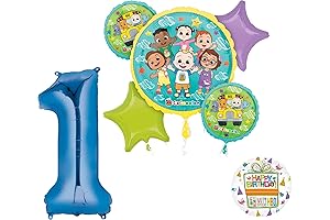 Cocomelon Boy 1st Birthday Party Supplies Foil Balloon Bouquet Decorations