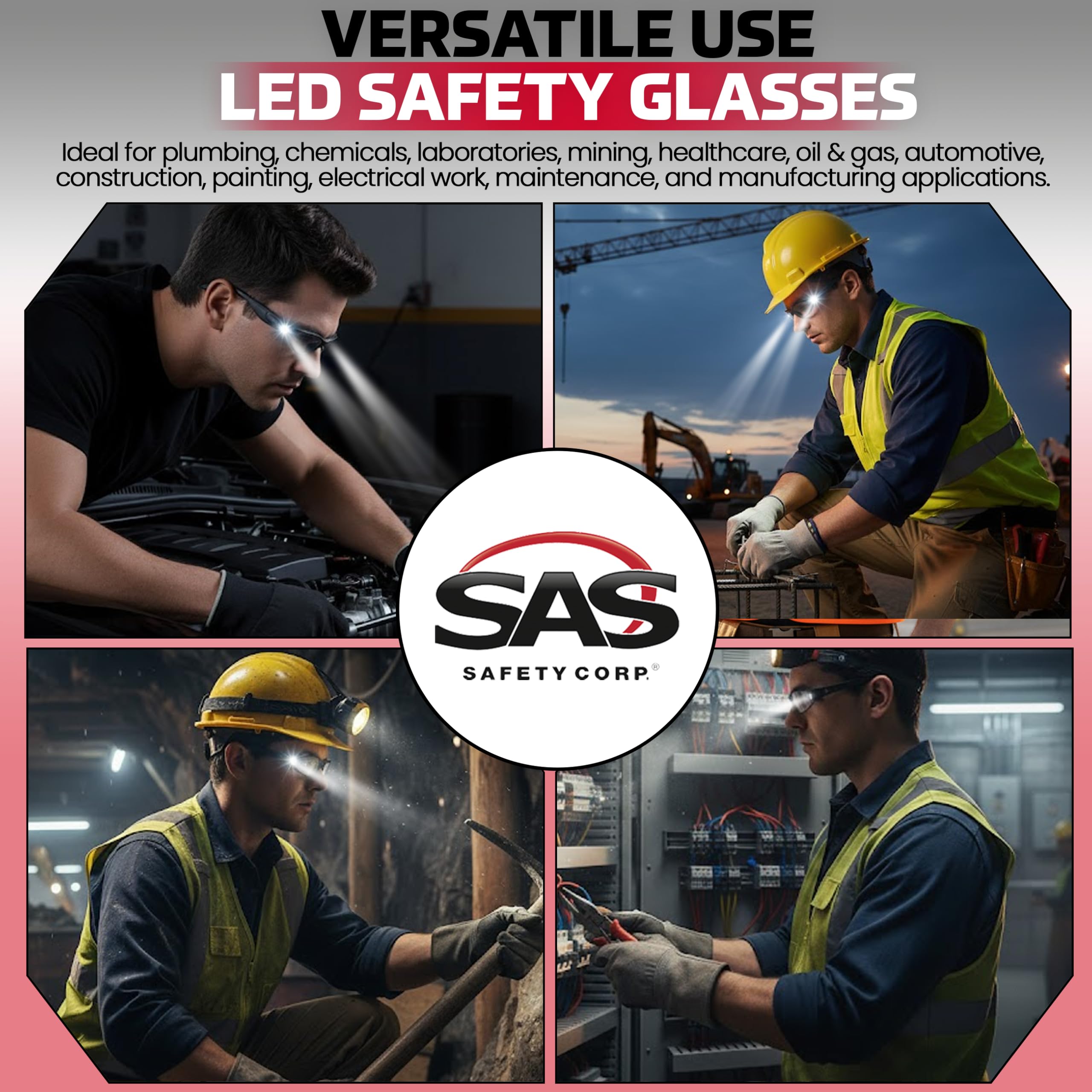 SAS Safety 5420-50 LED Inspectors Safety Glasses