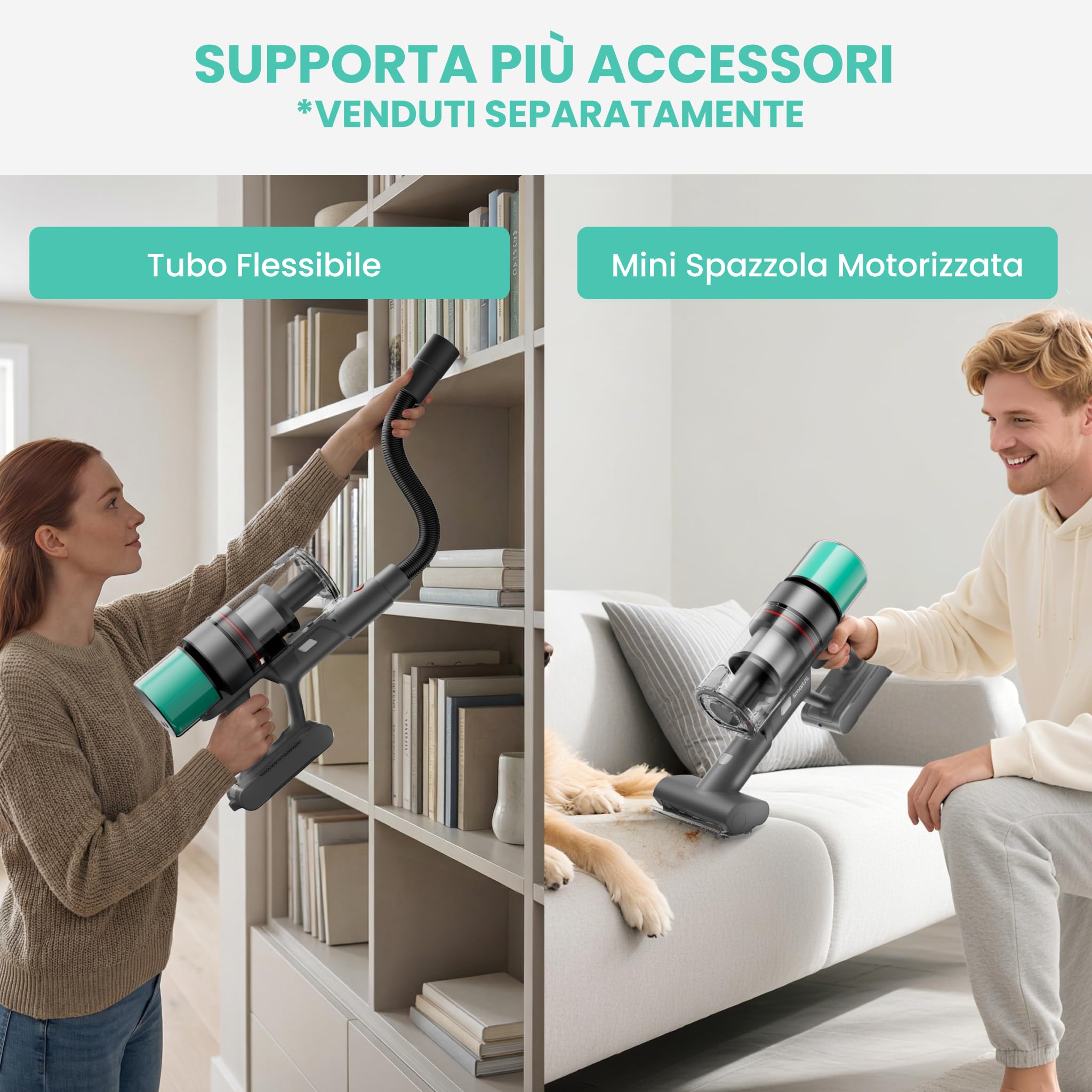 V5 Aspirapolvere senza Fili, 55Kpa/600W/80Mins Autoportante Scopa Elettrica senza Fili con Modalità Automatica, Anti-Avvolgimento Aspirapolvere per Pavimenti/Tappeti/Peli Animali