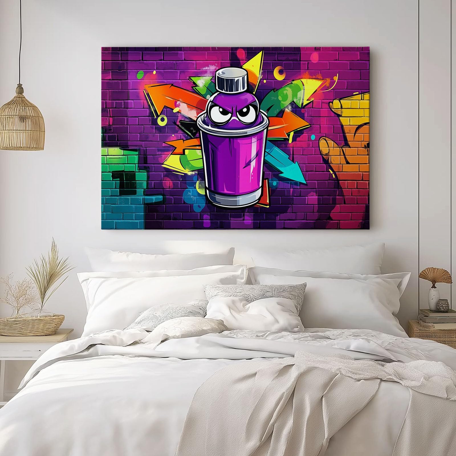 Fumetto Graffiti Stampe Su Tela Viola Quadro Moderno Soggiorno Decorazioni Camera Da Letto Bagno Cucina Ufficio Sala Da Pranzo Bar 100 x 70 cm Senza Cornice