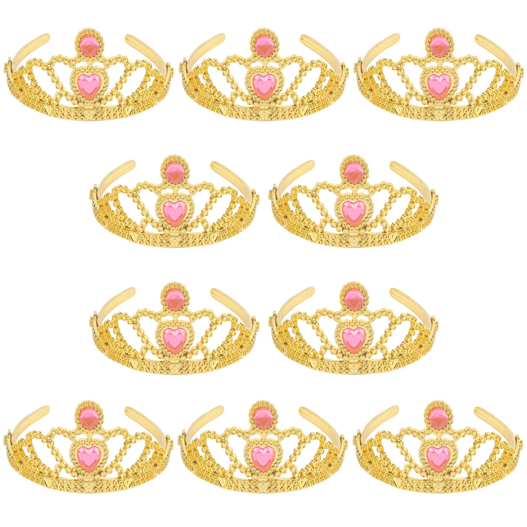 10 Pack Princess Tiaras and Crowns for Little Girls Plastic Gold Tiara for Child from 3 Years Up Party Favors