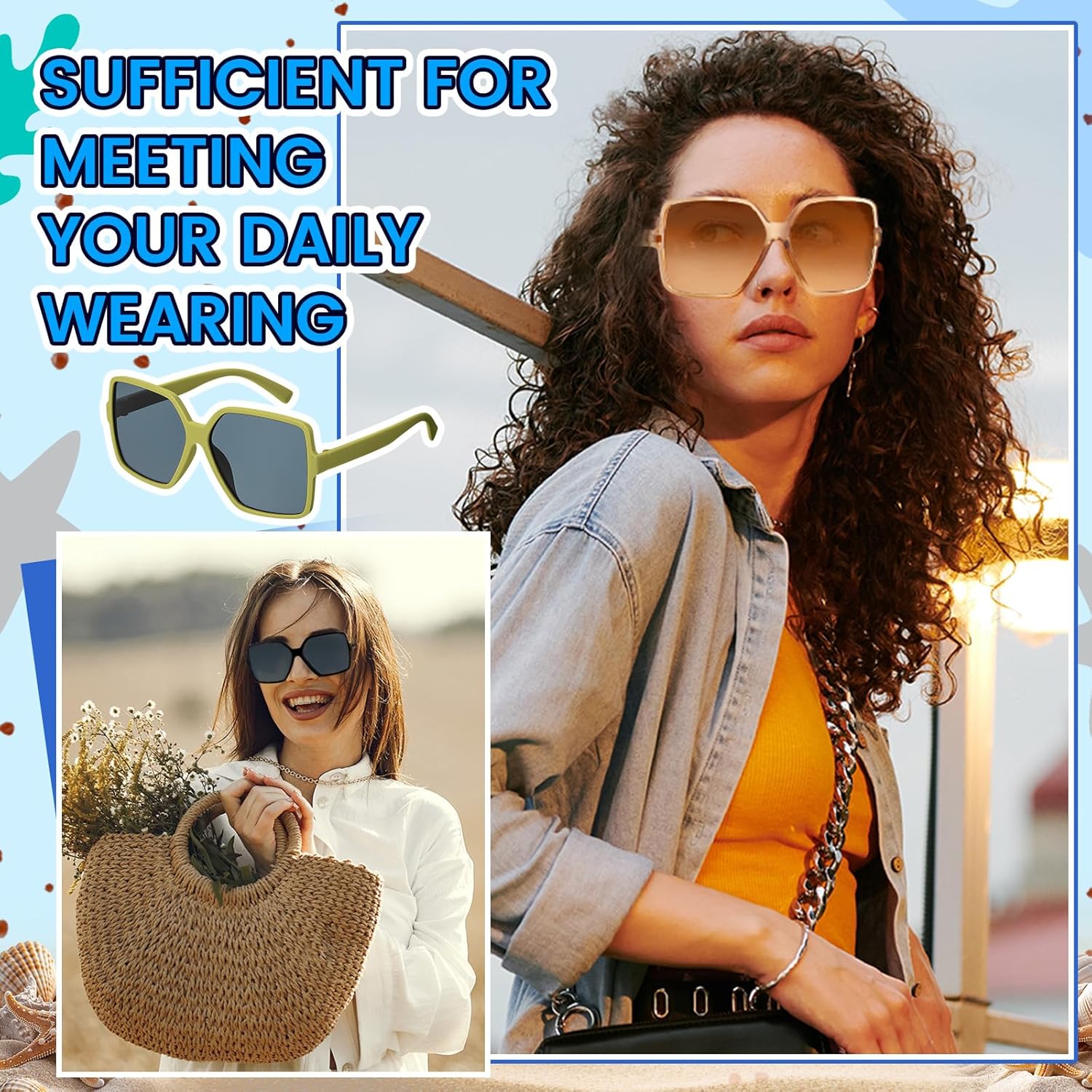 24 Pairs Oversized Square Sunglasses Bulk for Women 90s Retro Big Frame Sunglasses Large Wide Vintage Shades for Women Men Adults Unisex - Image 4