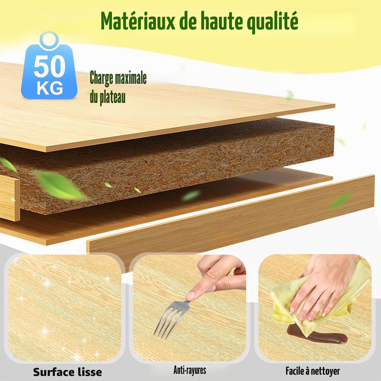 LZQ Chariot de Cuisine Mobile avec Plan de Travail - Îlot de Service - Meuble Rangement Desserte - 115 x 36 x 90 cm - Gris