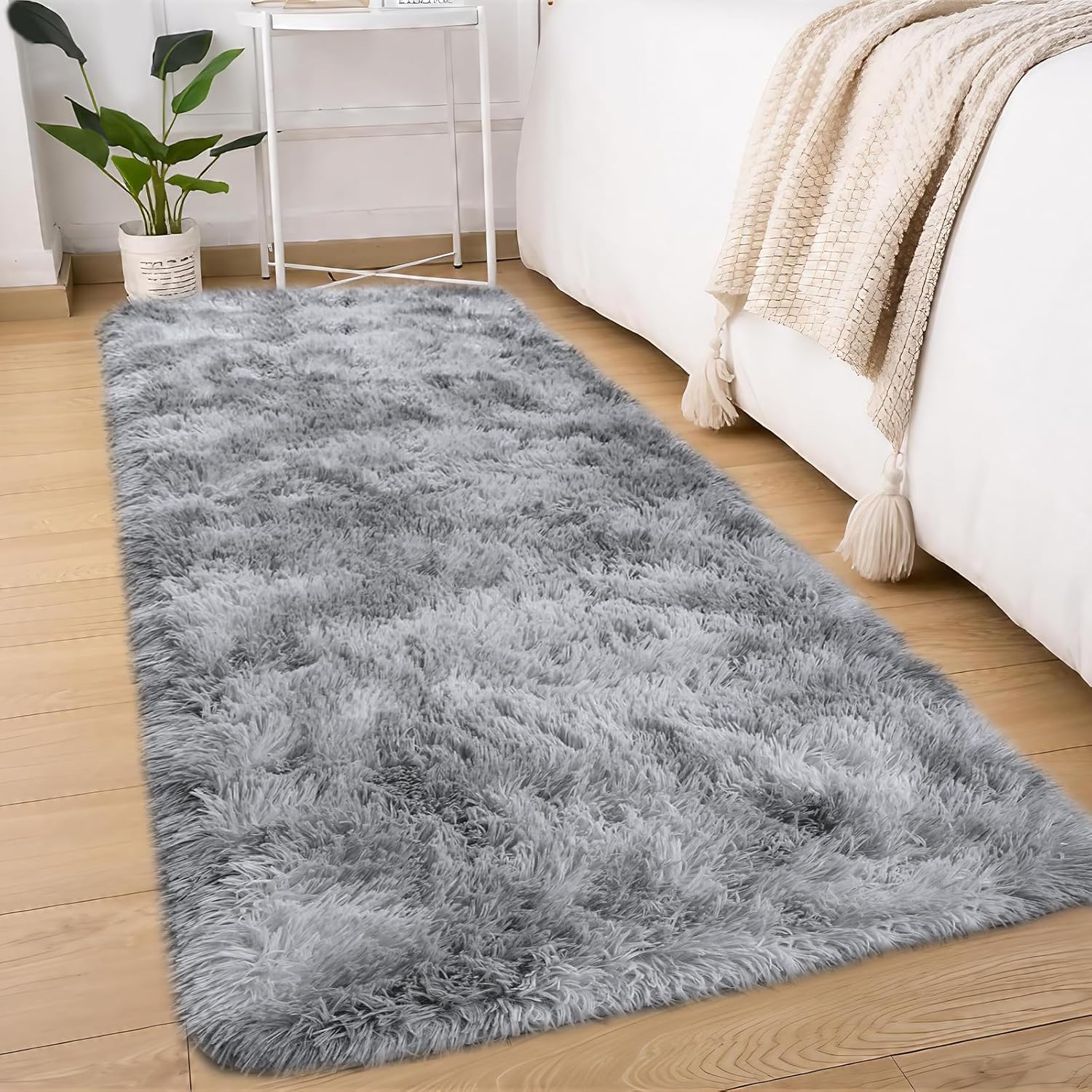 Treeboy Rugs Living Room 80x300cm, Grey Runner rug for Bedroom, Washable Anti Slip Fluffy Rug Shaggy Soft Modern Floor Carpets Mat Beside Rugs for Kids Hallway Living Room โ image 1