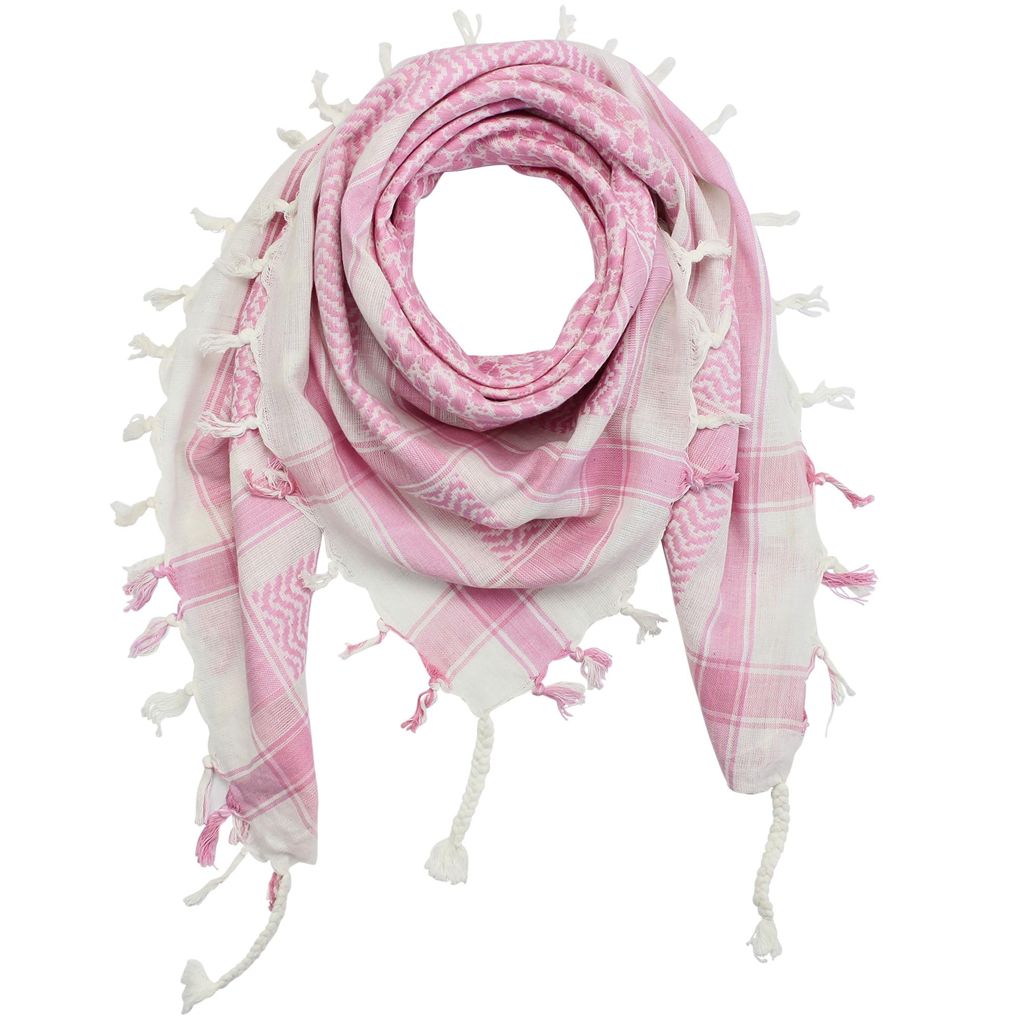 Kufiya - white - pink - 40x40 inch - Shemagh - Arafat scarf Palestinian PLO Pali-scarf - 100% cotton