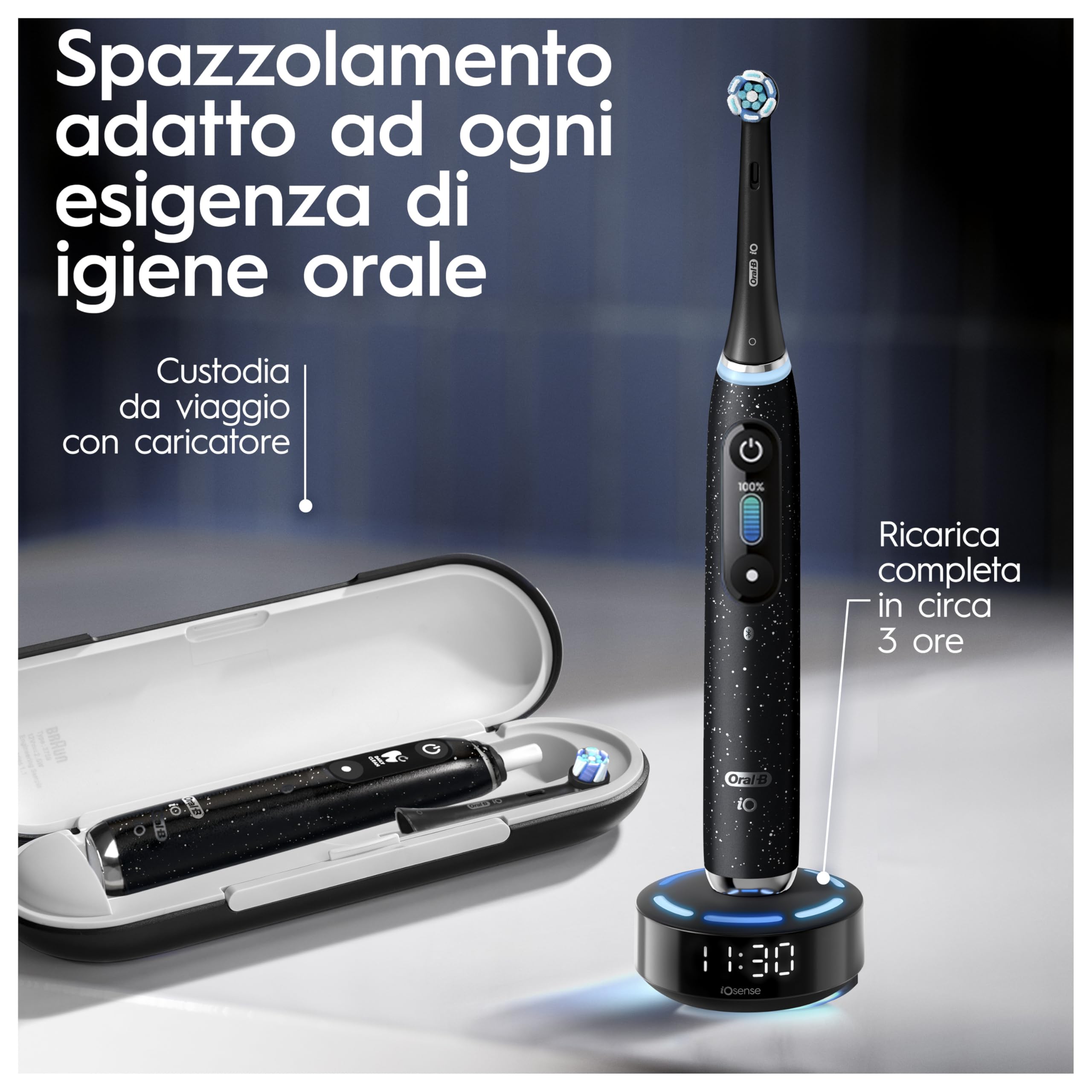 Oral-B Spazzolino Elettrico Ricaricabile iO 10 Nero, 1 Spazzolino Elettrico, 1 Testina, Custodia Da Viaggio Ricaricabile + Dentifricio Oral-B Pro Expert, Per Una Pulizia Denti Efficace
