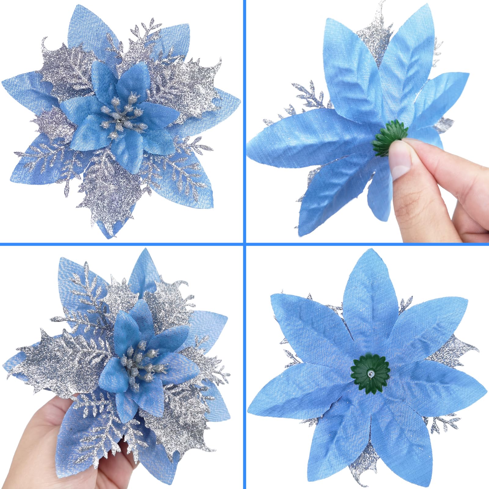 MIKAILE 20PCS Christmas Flowers Artificial with Clip - Image 3